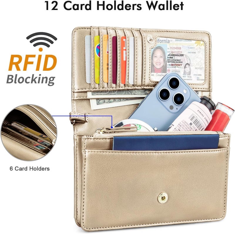 Nuoku Crossbody Bag for Women Cellphone Little Purse with Credit Card Slots Lightweight Leather Wristlet Wallet | Cellphone, Little Purse, Lightweight - Image 3